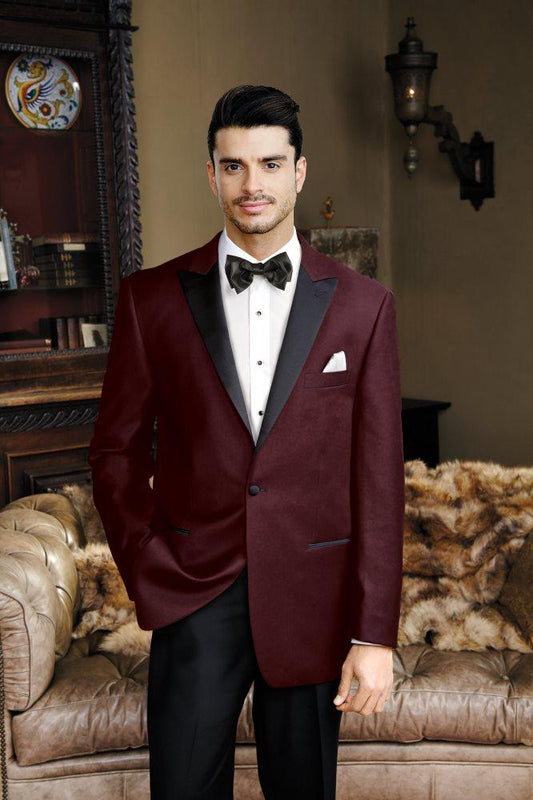 Merlot Velvet 1 Button Peak Dinner Jacket