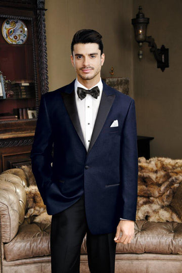 Navy Velvet 1 Button Peak Dinner Jacket