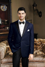 Load image into Gallery viewer, Navy Velvet 1 Button Peak Dinner Jacket
