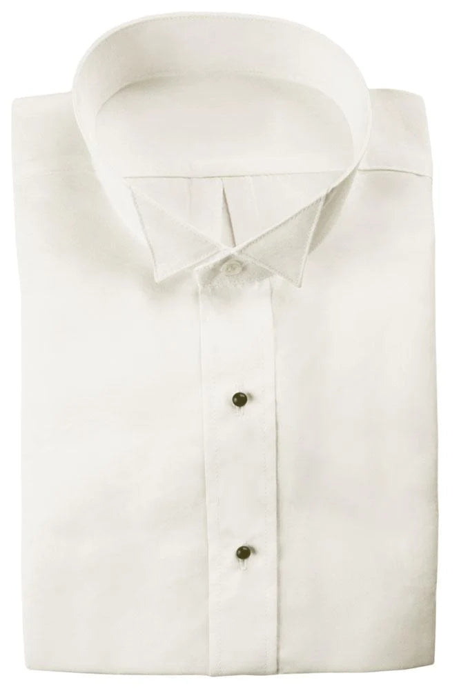 Ivory Non Pleated Wing Tip Collar Tuxedo Shirt by Cardi – Fine Tuxedos