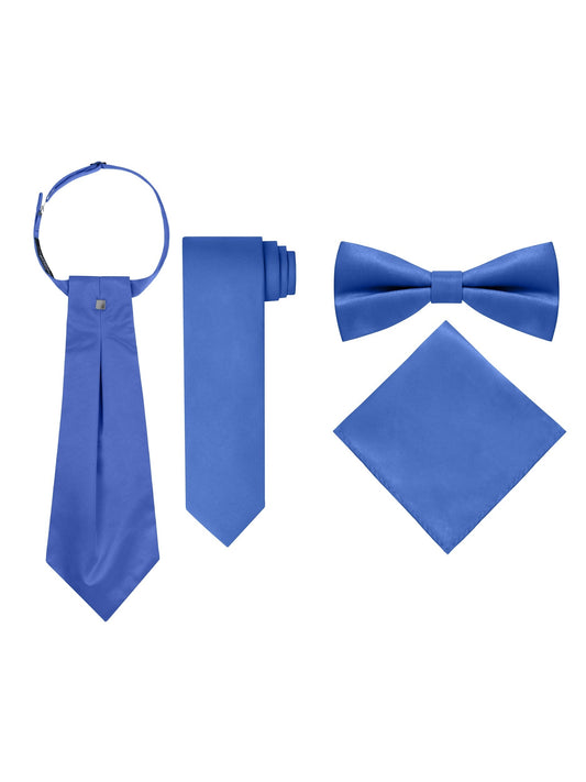 Men’s Royal Blue 5-Piece Formal Tuxedo Vest Set with Cravat, Tie, Bow Tie & Pocket Square