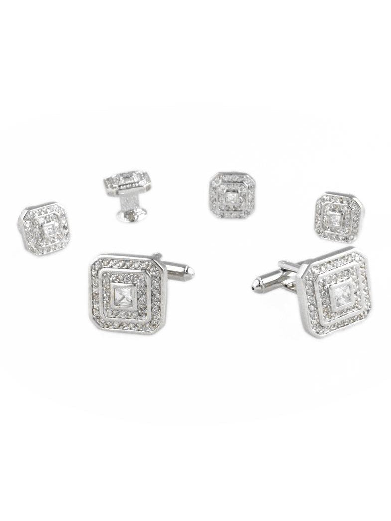 Pave Cubic ZiCubic Zirconia Tuxedo Shirt Studsrconia Cufflinks and Studs - Cubic