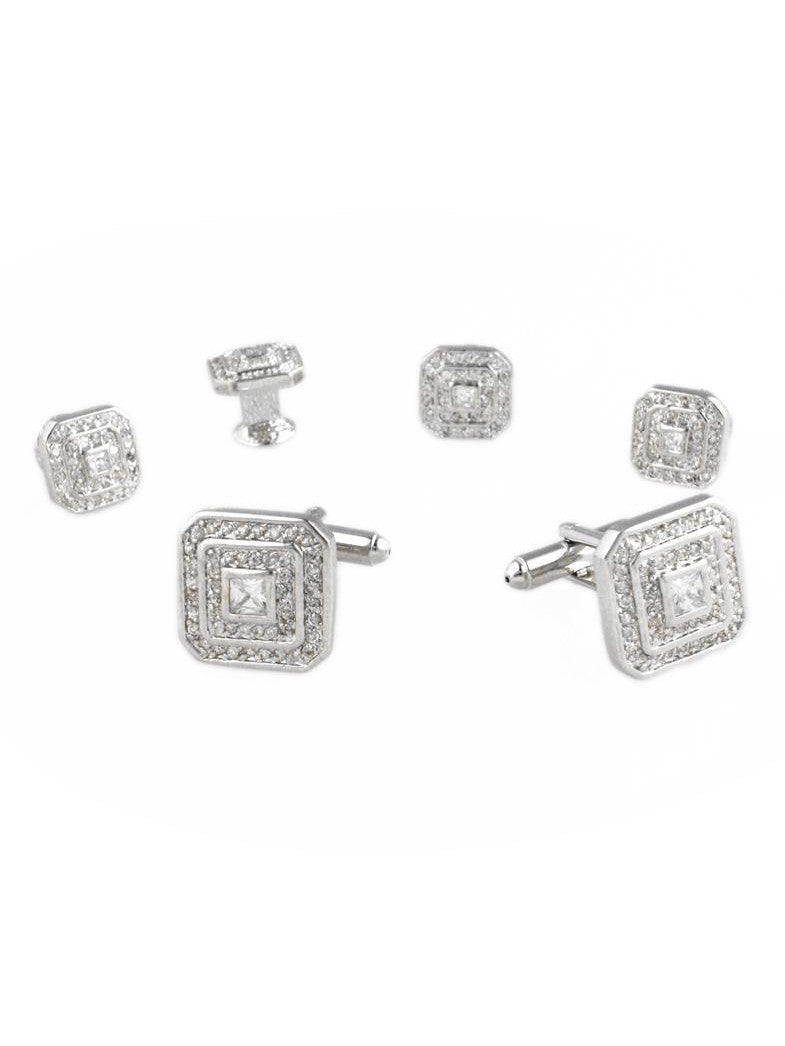 Pave Cubic Zirconia Cufflinks and Studs