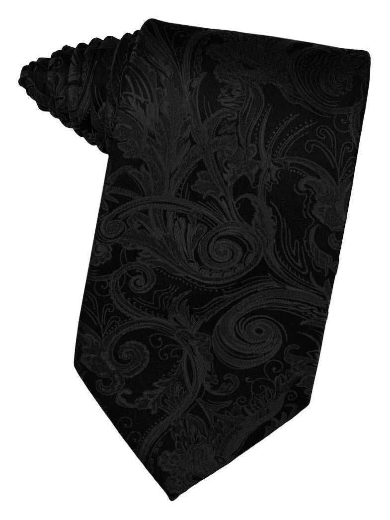 Black 100% Silk Paisley Formal Neck Tie