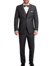 Load image into Gallery viewer, Men&#39;s Charcoal 2 Button Notch Wool Blend Tuxedo with Satin Trim Lapel
