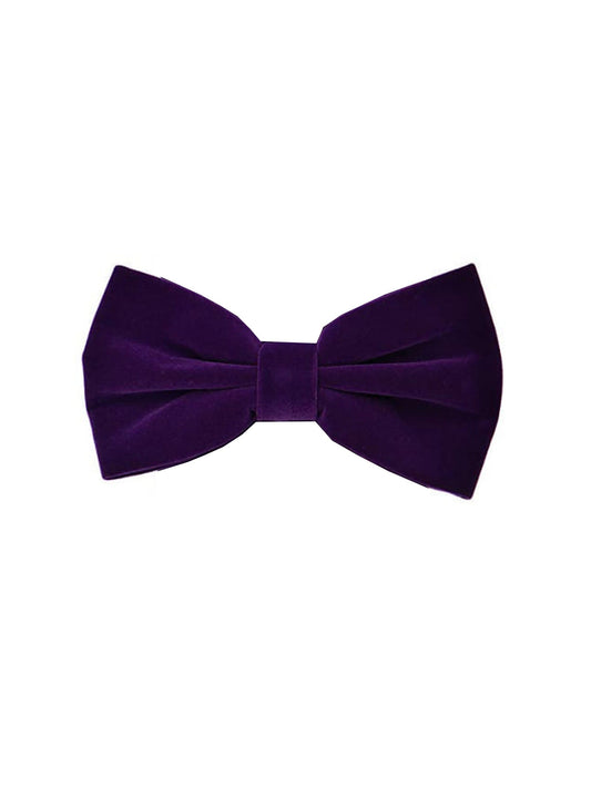 Men's Deep Purple Velvet Bow Tie and Pocket Square Set