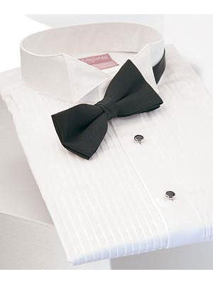 Classic Fit Tuxedo Shirt - White Pleated with Wing Tip Collar