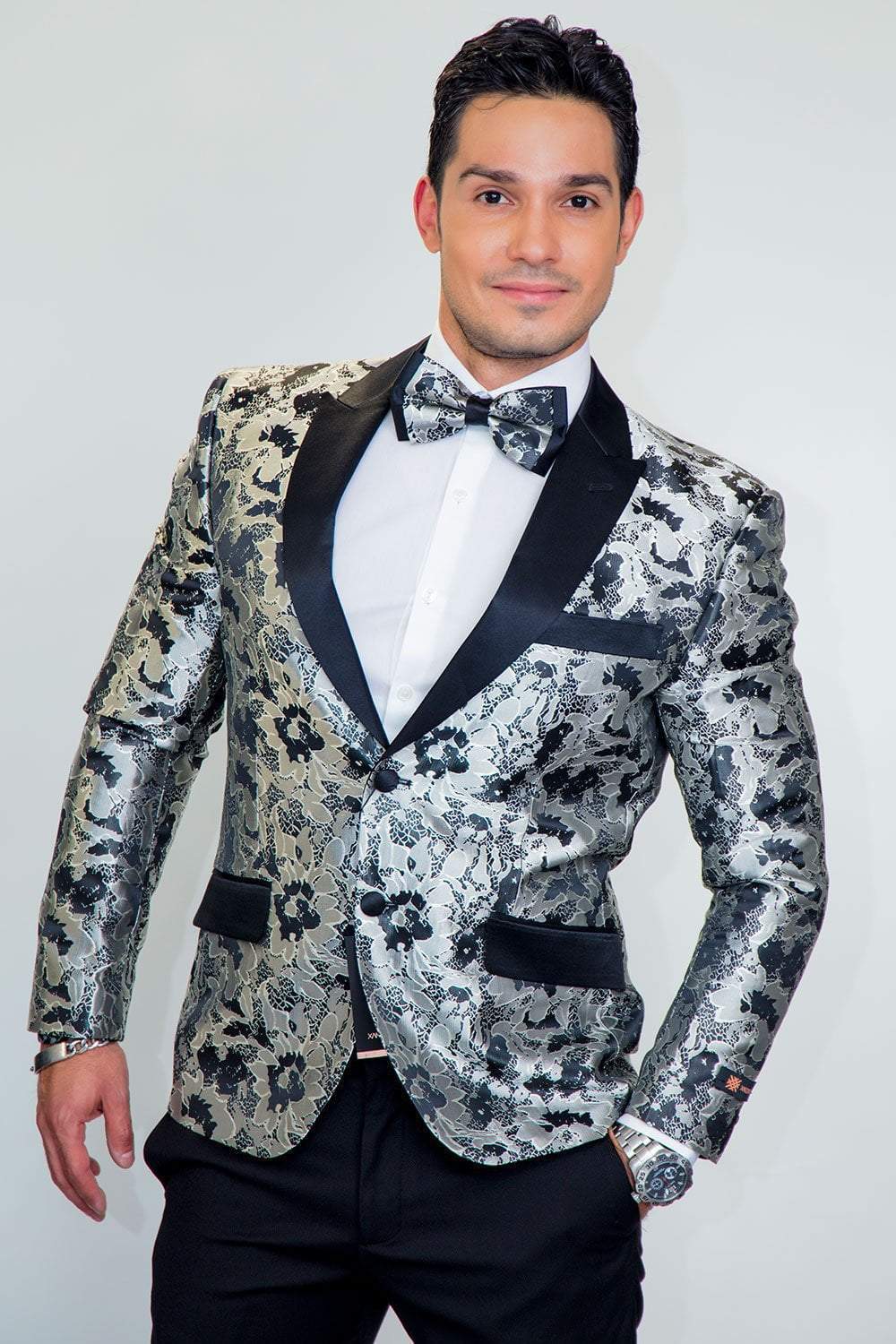 Silver Floral Tuxedo Jacket Slim Fit – Fine Tuxedos