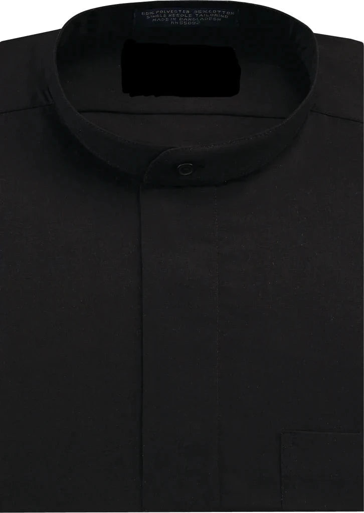Black Banded Collar Tuxedo Shirt-Neil Allyn