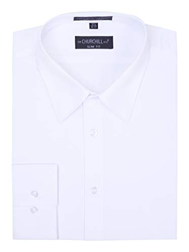 SALE! Limited Sizes S.H. Churchill & Co. White White Men’s Slim Fit Dress Shirt with Convertible Cuffs
