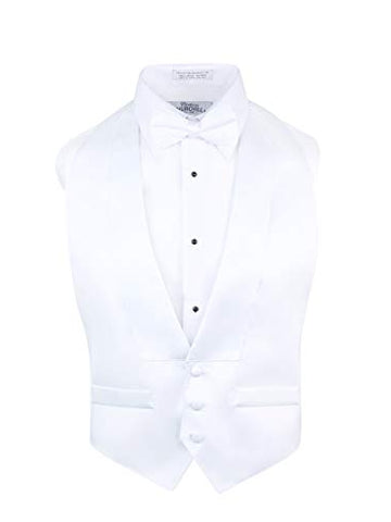 Men's Satin Backless Vest & Bow Tie Set - Black & White Available