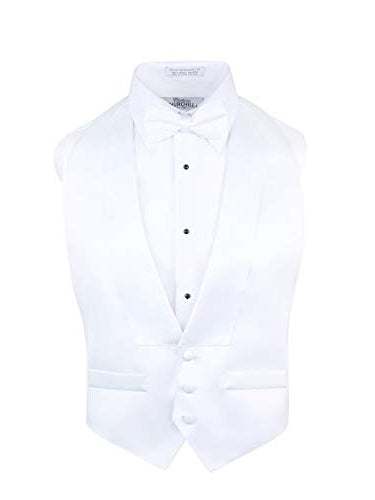 Men's Satin Backless Vest & Bow Tie Set - Black & White Available