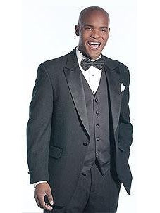 Black Polyester Tuxedo Jacket with Peak Lapel