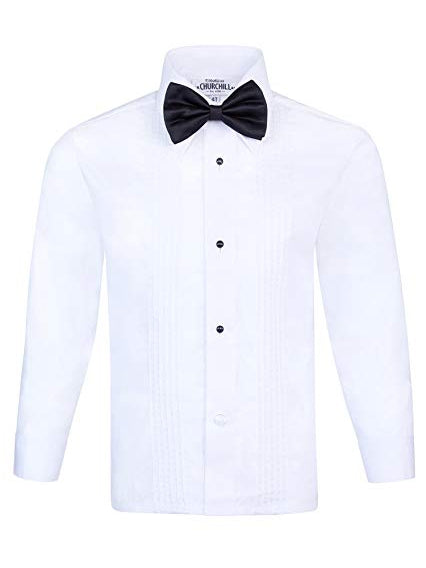 S.H. Churchill & Co. Boy's White Tuxedo Shirt with Bow Tie and Studs – Fine Tuxe