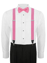 Load image into Gallery viewer, S.H. Churchill &amp; Co. Men&#39;s 3 Piece Pink Suspender Set - Includes Suspenders, Matching Bow Tie, Pocket Hanky and Gift Box
