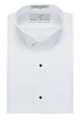 Neil Allyn Men's Tuxedo Shirt Poly/Cotton Wing Collar 1/4 Inch Pleat,W – Fine Tu
