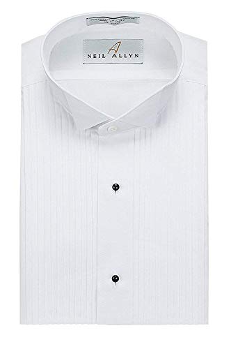 Neil Allyn Mens Tuxedo Shirt Poly/Cotton Wing Collar 1/4 Inch Pleat (15.5 - 32/33),White