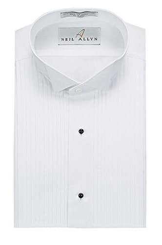 Neil Allyn Mens Tuxedo Shirt Poly/Cotton Wing Collar 1/4 Inch Pleat (16.5 - 36/37) White