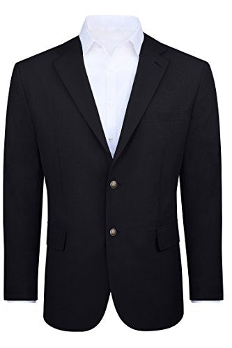 Vittorio St. Angelo Men’s Modern Fit 2 Button Sport Coat Blazer Jacket - Black, 42 Long