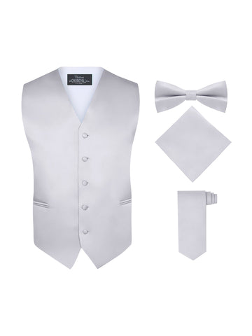 Men's 4 Piece Silver 4-Piece Formal Vest Set