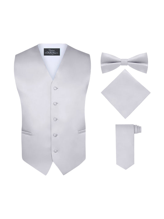 Men's 4 Piece Silver 4-Piece Formal Vest Set