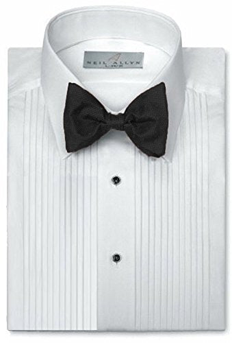 Neil Allyn Mens Tuxedo Shirt Poly/Cotton Laydown Collar 1/4 Inch Pleat (15 X 32-33)White