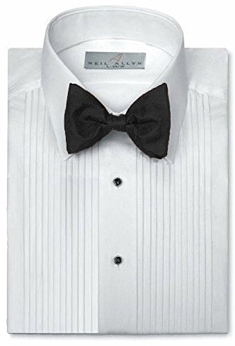 Neil Allyn Mens Tuxedo Shirt Poly/Cotton Laydown Collar 1/4 Inch Pleat (18.5 X 34-35)White