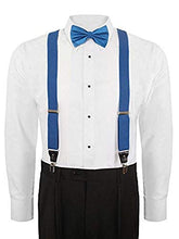 Load image into Gallery viewer, S.H. Churchill &amp; Co. Men&#39;s 3 Piece Royal Blue Suspender Set - Includes Suspenders, Matching Bow Tie, Pocket Hanky and Gift Box
