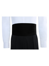 Load image into Gallery viewer, S.H. Churchill &amp; Co. Men&#39;s Black Self Tie Bow Tie and Cummerbund Set
