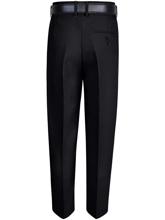 S.H. Churchill & Co. Boy's Comfort Waist Dress Pants and Belt-Black