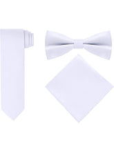 Load image into Gallery viewer, S.H. Churchill &amp; Co. Men&#39;s 4 Piece White Vest Set, with Bow Tie, Neck Tie &amp; Pocket Hankie
