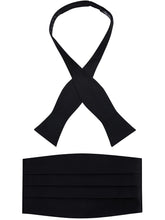 Load image into Gallery viewer, S.H. Churchill &amp; Co. Men&#39;s Black Self Tie Bow Tie and Cummerbund Set
