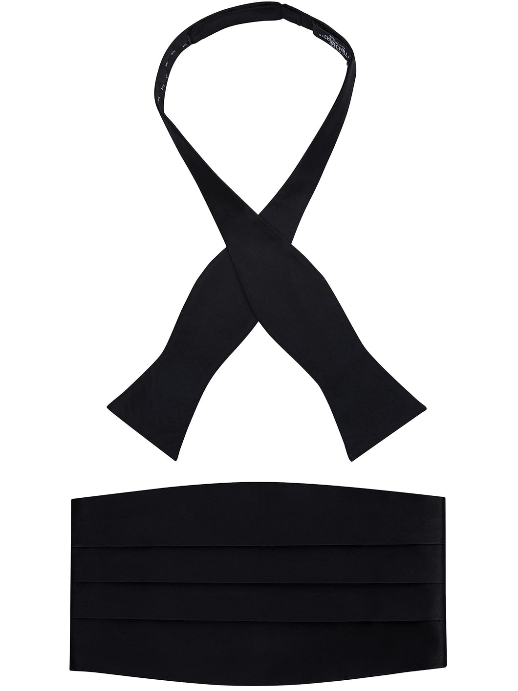 S.H. Churchill & Co. Men's Black Self Tie Bow Tie and Cummerbund Set