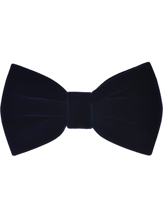 Men's Navy Velvet Bow Tie and Pocket Square Set