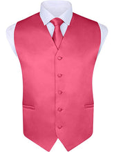 Load image into Gallery viewer, S.H. Churchill &amp; Co. Men&#39;s 4 Piece Hot Pink Vest Set, with Bow Tie, Neck Tie &amp; Pocket Hankie
