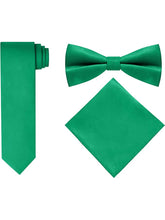 Load image into Gallery viewer, S.H. Churchill &amp; Co. Men&#39;s 4 Piece Kelly Green Vest Set, with Bow Tie, Neck Tie &amp; Pocket Hankie
