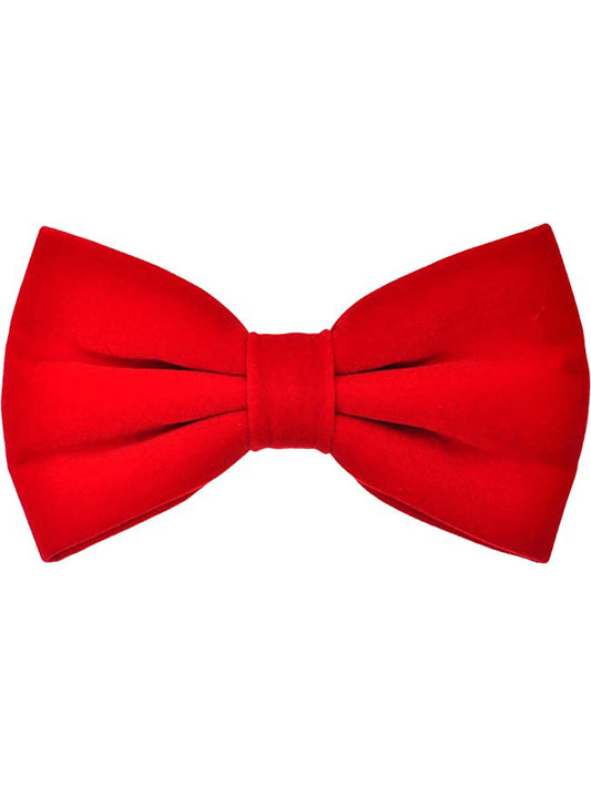 Men's Red Velvet Bow Tie and Pocket Square Set