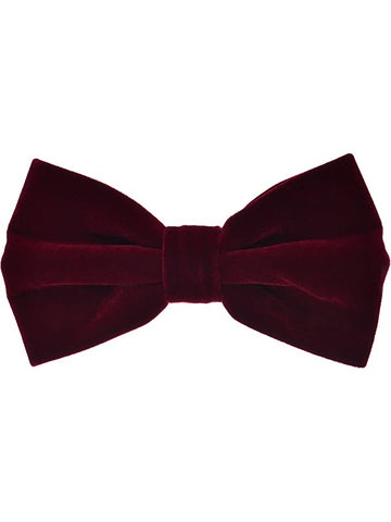 Men's Burgundy Velvet Bow Tie and Pocket Square Set