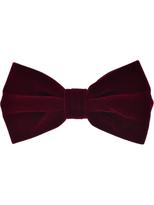 Men's Burgundy Velvet Bow Tie and Pocket Square Set
