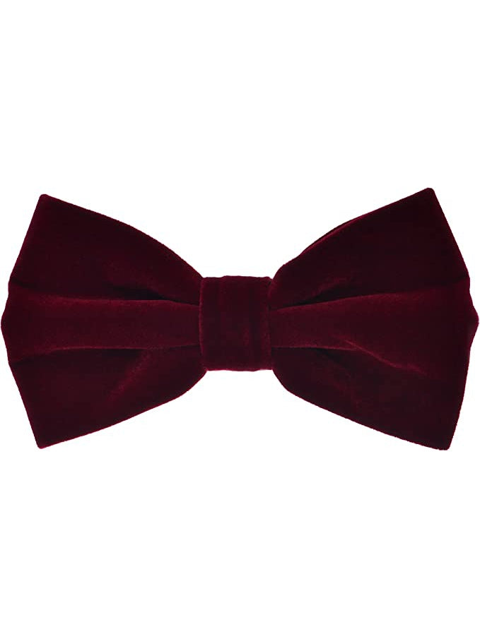 S.H. Churchill & Co. Men's Burgundy Velvet Bow Tie and Pocket Square Set