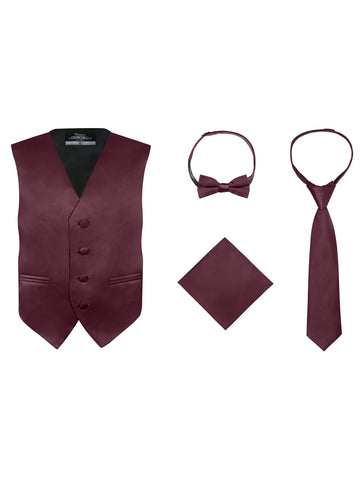 S.H. Churchill & Co. Boys  4 Piece Vest Set, with Bow Tie, Neck Tie & Pocket Hankie