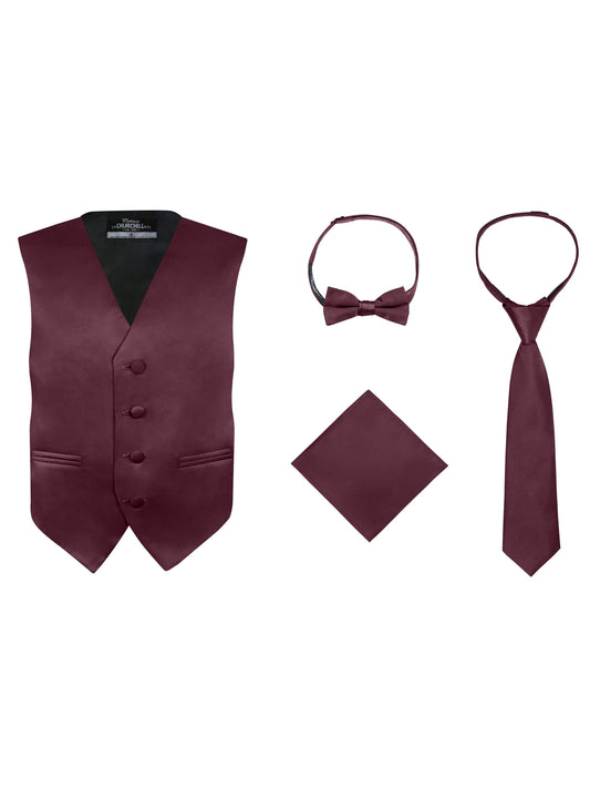 S.H. Churchill & Co. Boys  4 Piece Vest Set, with Bow Tie, Neck Tie & Pocket Hankie