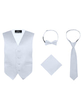 Load image into Gallery viewer, S.H. Churchill &amp; Co. Boy&#39;s 4 Piece Vest Set, with Bow Tie, Neck Tie &amp; Pocket Hankie
