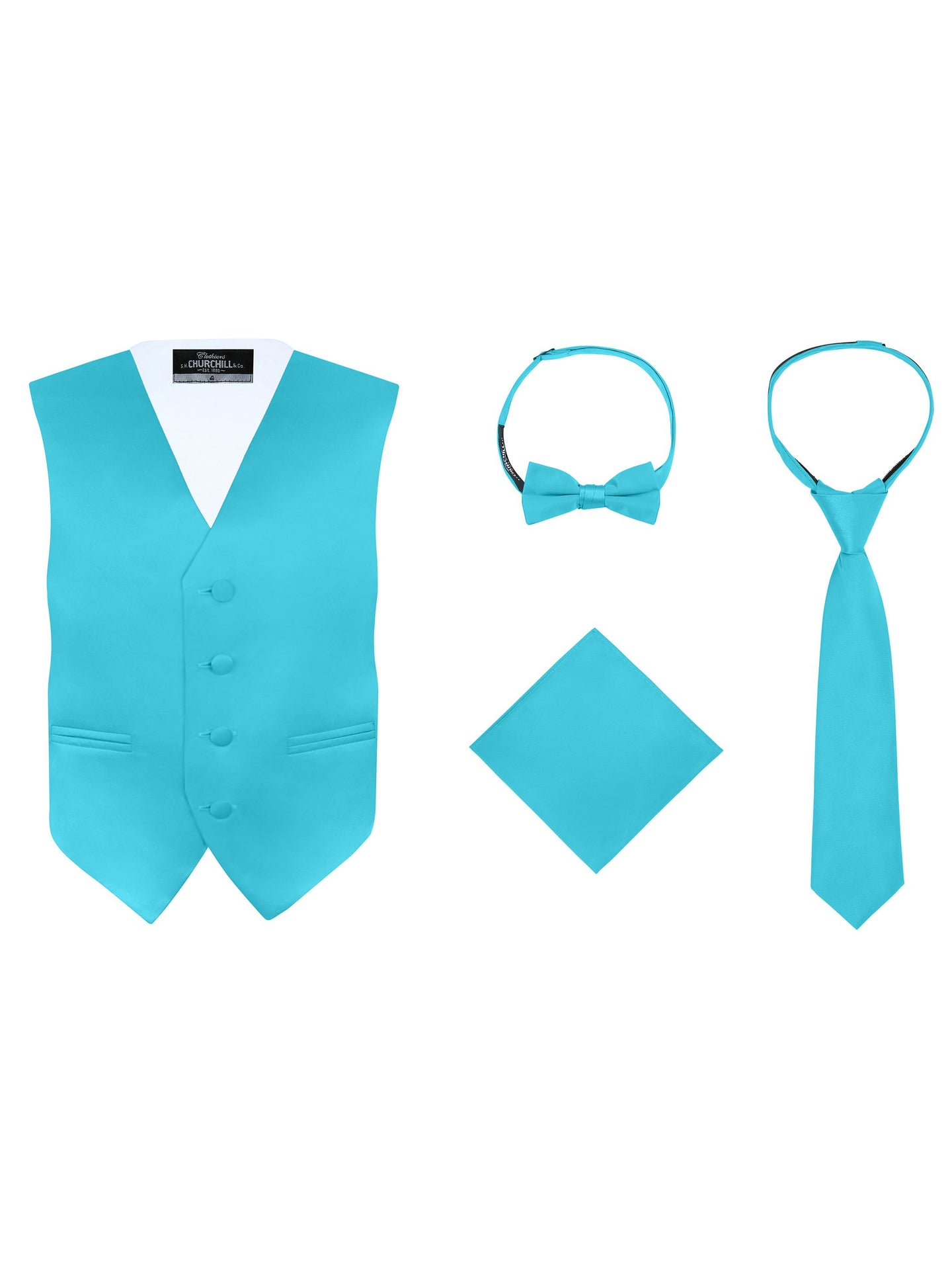 IGirlDress Boys 4 Piece Formal Satin Vest Set Zipper Tie Bowtie Hanky - Foto 11