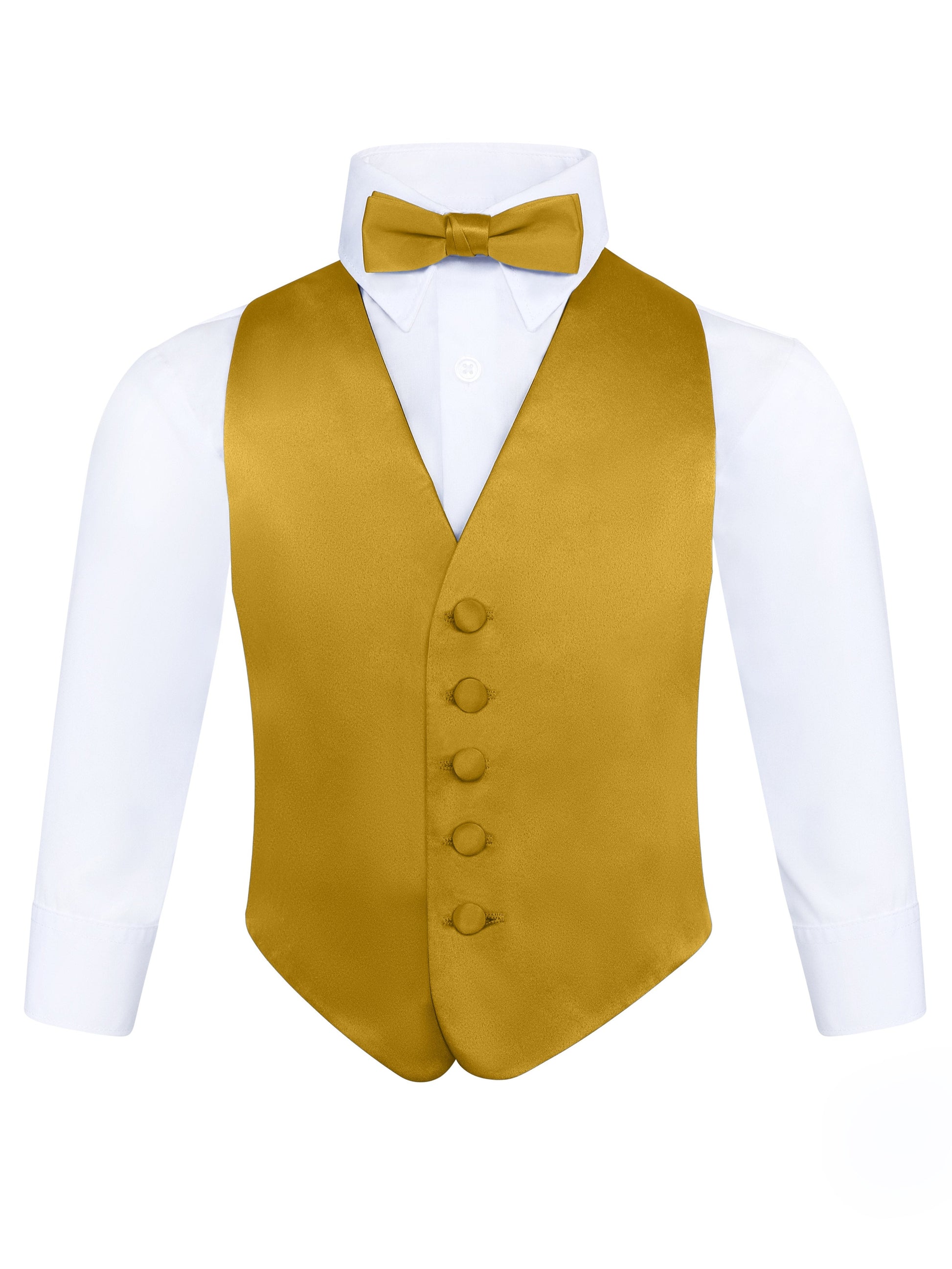Boy's 3 Piece Gold Backless Formal Vest Set