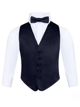 Load image into Gallery viewer, S.H. Churchill &amp; Co. Boy&#39;s 3 Piece Navy Backless Formal Vest Set - Includes Vest, Bow Tie, Pocket Square for Tuxedo or Suit

