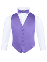 Load image into Gallery viewer, S.H. Churchill &amp; Co. Boy&#39;s 3 Piece Purple Backless Formal Vest Set - Includes Vest, Bow Tie, Pocket Square for Tuxedo or Suit
