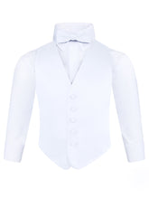 Load image into Gallery viewer, S.H. Churchill &amp; Co. Boy&#39;s 3 Piece White Backless Formal Vest Set - Includes Vest, Bow Tie, Pocket Square for Tuxedo or Suit
