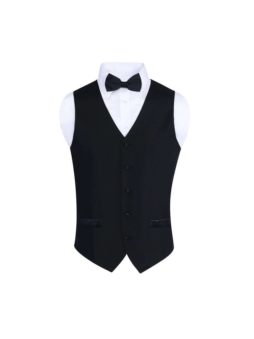 S.H. Churchill & Co. Men's Wool Formal Black Vest and Tie Set - Includes Black Vest and Matching Black Satin Bow Tie