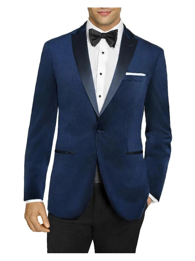 Navy Velvet 1 Button Peak Dinner Jacket